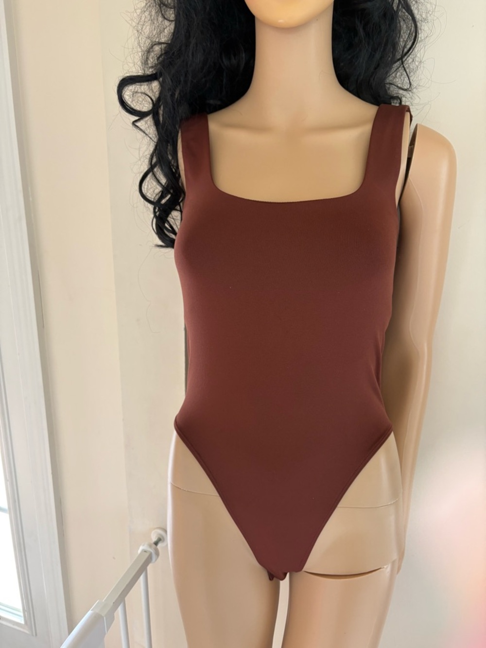 NWOT A New Day Chocolate Brown Square-Neck Bodysuit XS NEVER WORN